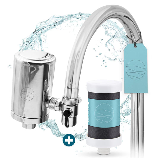 up!water® Wasserfilter für Wasserhahn | Edelstahl | Leitungswasser filtern | Filter für Armatur | Trinkwasserfilter mit -